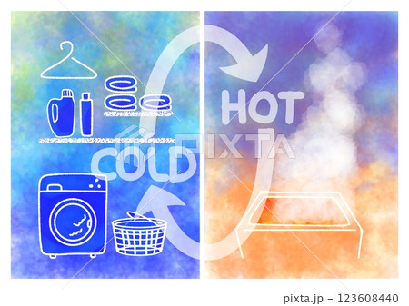 ヒートショック　冷暖　繰り返しイメージイラスト　(おしゃれ・ポップ) 123608440