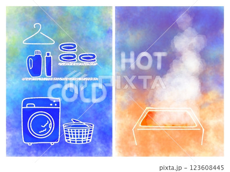 ヒートショック　HOT COLD イメージイラスト　(おしゃれ・ポップ) 123608445