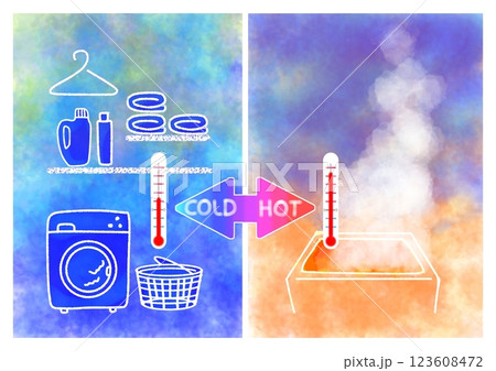 ヒートショック　HOT COLD  温度計で示す イメージイラスト　(おしゃれ) 123608472