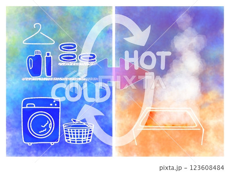 ヒートショック　冷暖　繰り返しイメージイラスト　(おしゃれ・ポップ) 123608484