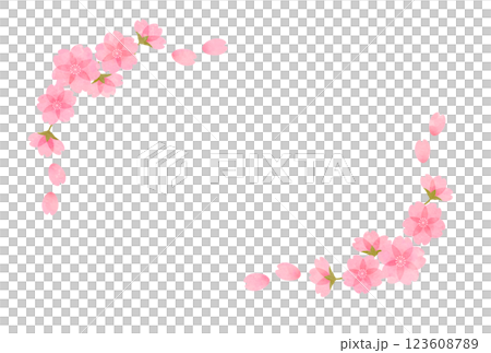 Cherry blossom frame watercolor spring petals pink 123608789