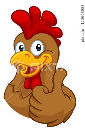 Chicken Cartoon Rooster Cockerel Character 123608982