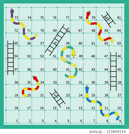 Ladder snakes game,Funny frame for children.Vector illustrations. 123609154
