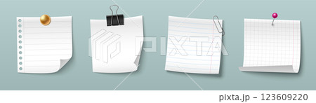 Paper notes with different fasteners. Paper notes with different fasteners. 123609220