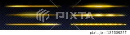 Neon laser beam collection in golden yellow colors 123609225