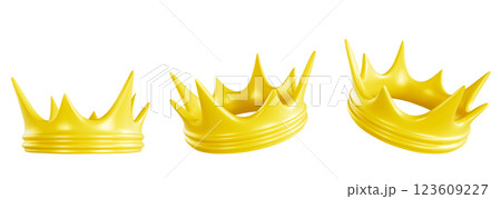 Golden king crowns set on white background 123609227