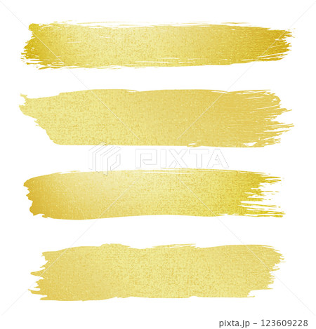 Golden paint brushes set on white background 123609228