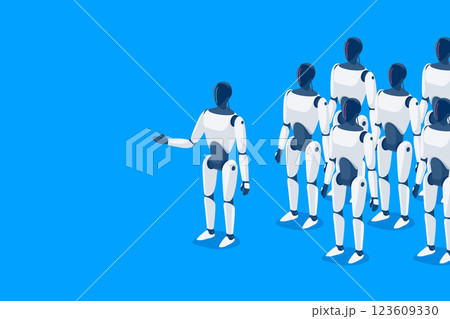 Humanoid robots army standing ready. Humanoid robots army standing ready. 123609330