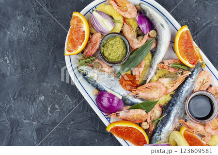Ready for a flavorful and nutritious seafood meal. Ready for a flavorful and nutritious seafood meal. 123609581