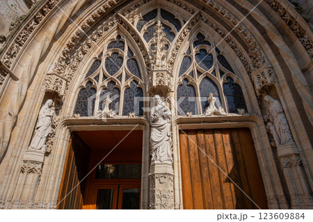 Church of our lady, Moret-sur-loing, France, exteriors 123609884