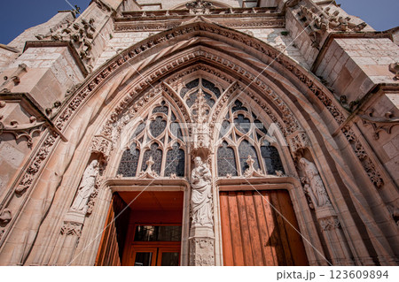 Church of our lady, Moret-sur-loing, France, exteriors 123609894