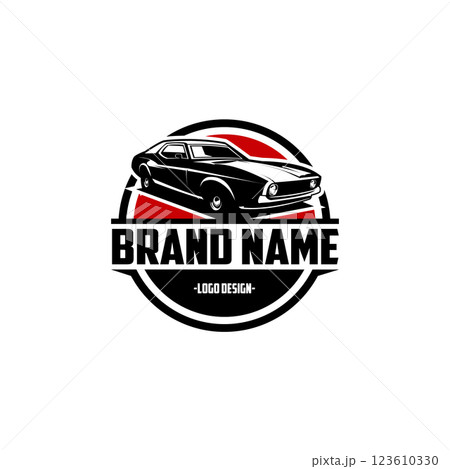 mustang car silhouette illustration vector. isolated on white background side view with amazing sunset. available in eps 10 123610330
