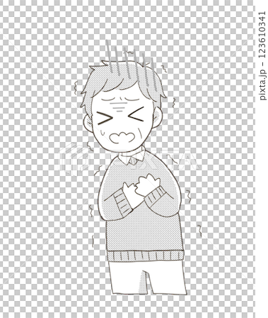 A man who looks unwell holding his chest 123610341