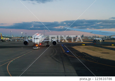 混雑する早朝の空港 混雑する早朝の空港 123610786