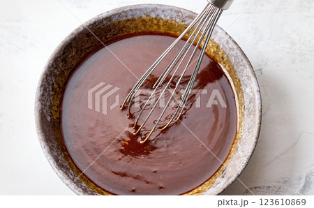 bowl of homemade hoisin sauce 123610869