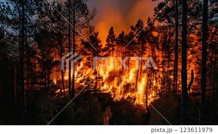 山火事,森林火災,Generative AI,AI画像 山火事,森林火災,Generative AI,AI画像 123611979