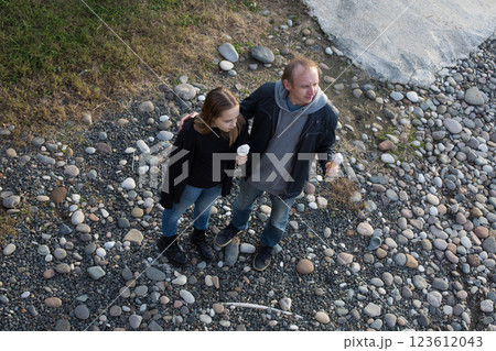 Portrait of happy father and his young daughter having fun together outdoors 123612043