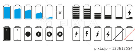 Battery Charge Levels And Status Icons Pixelated Icon Set. Pixel Art Symbol Collection Of Energy Battery Indicators And Charging Signs. Isolated Vector Illustration Battery Charge Levels And Status Icons Pixelated Icon Set. Pixel Art Symbol Collection Of Energy Battery Indicators And Charging Signs. Isolated Vector Illustration 123612554