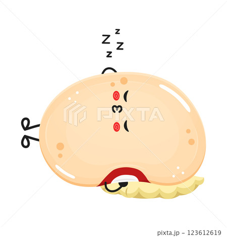 Sleepy Kidney Bean rests peacefully. Dreaming Legume character Sleepy Kidney Bean rests peacefully. Dreaming Legume character 123612619