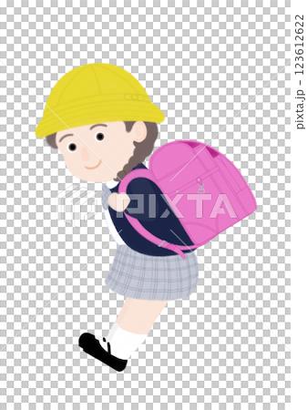 ランドセルを背負った小学生の女の子 123612622