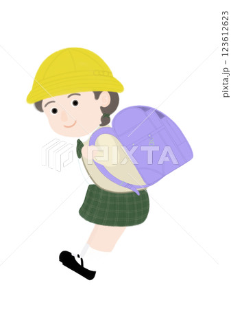 ランドセルを背負った小学生の女の子 ランドセルを背負った小学生の女の子 123612623