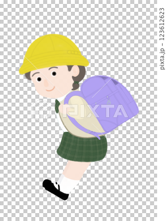 ランドセルを背負った小学生の女の子 ランドセルを背負った小学生の女の子 123612623