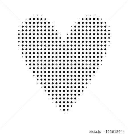 Vector abstract halftone heart shape. Isolated pop art dotted overlay texture 123612644