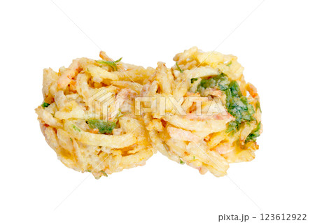 野菜かき揚げ【白背景・切り抜き】 野菜かき揚げ【白背景・切り抜き】 123612922