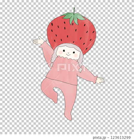 戴草莓帽的女孩 123613299