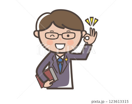了解のOKサインを送る男性弁護士の上半身イラスト 123613315