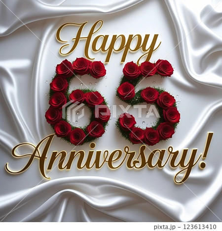 Happy 65th Anniversary with roses design.  123613410