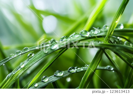 water drops on the green grass 123613413