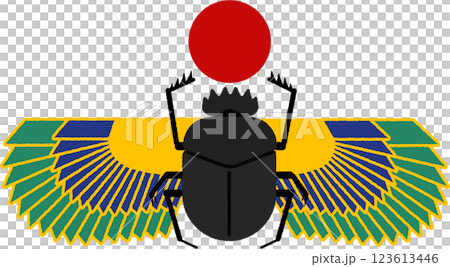 Scarab with spread wings and the sun Scarab with spread wings and the sun 123613446