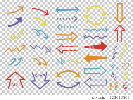 一組復古色彩的手繪向量箭頭 123613562