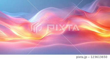 Colorful waves of light create a mesmerizing abstract landscape in soft hues at sunset 123613650