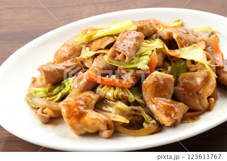 ホルモンと野菜の炒め物 123613767
