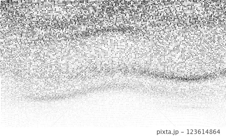 Abstract vector monochrome halftone background with waves. Grainy wallpaper with black circle pixel on white background. Abstract vector monochrome halftone background with waves. Grainy wallpaper with black circle pixel on white background. 123614864