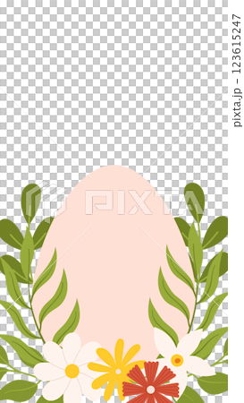 Easter egg greenery floral background greeting card template vertical banner social media story. Easter egg greenery floral background greeting card template vertical banner social media story. 123615247