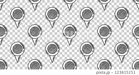 Striped Location Pin Pattern, Seamless Doodle Map Marker Illustration, Ideal for Navigation Apps, Backgrounds, Websites, and Digital Designs 123615251