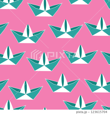 Seamless pattern origami paper boat Seamless pattern origami paper boat 123615704
