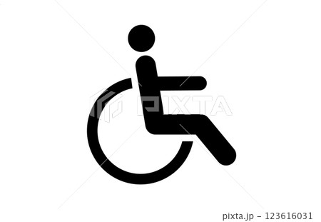 車椅子に乗る人のアイコン 123616031