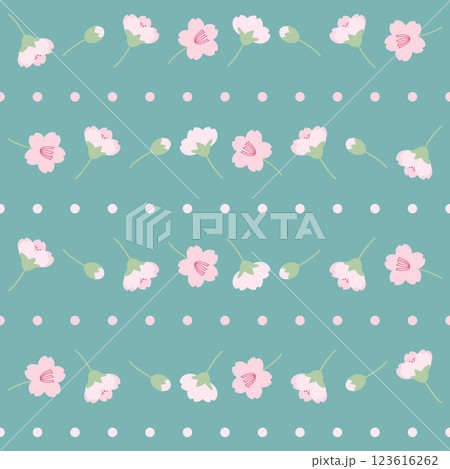 かわいい桜の花シームレスパターン かわいい桜の花シームレスパターン 123616262