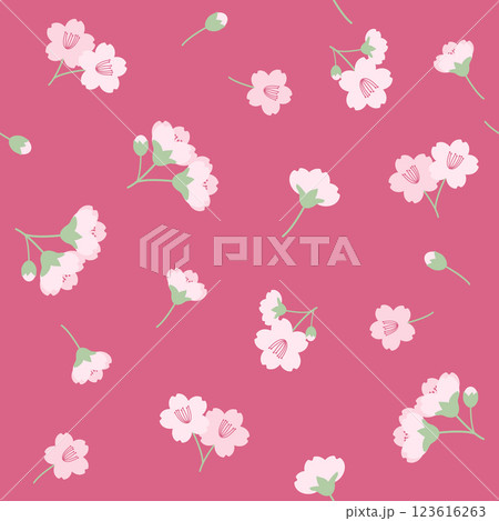 かわいい桜の花シームレスパターン かわいい桜の花シームレスパターン 123616263