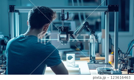 3Dプリンターで設計を行うエンジニア 123616463