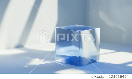 Clear cube reflecting soft light 123616494