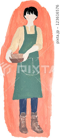 庭仕事をしている女性 庭仕事をしている女性 123616576