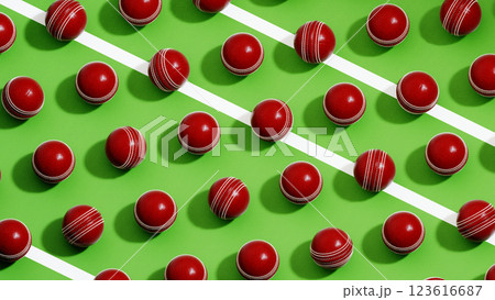 Cricket Seamless Pattern, 3D illustration Background for advertising and wallpaper in sports and cricket scene. 3D rendering in decorative concept. 123616687