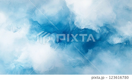 青い水彩背景 青い水彩背景 123616780