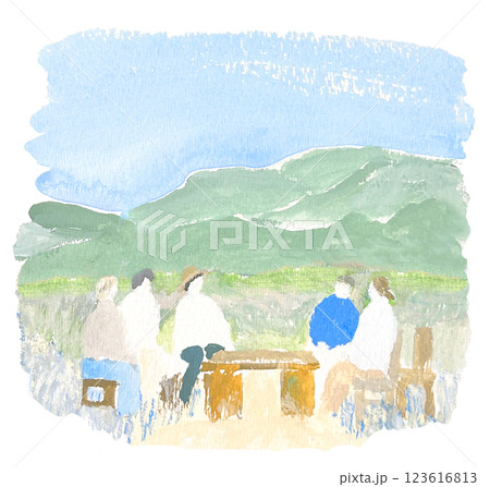 田園で会話する人たち 田園で会話する人たち 123616813