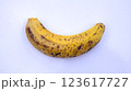 Ripe Spotted Banana Top View Close-Up Isolated on White Background 123617727